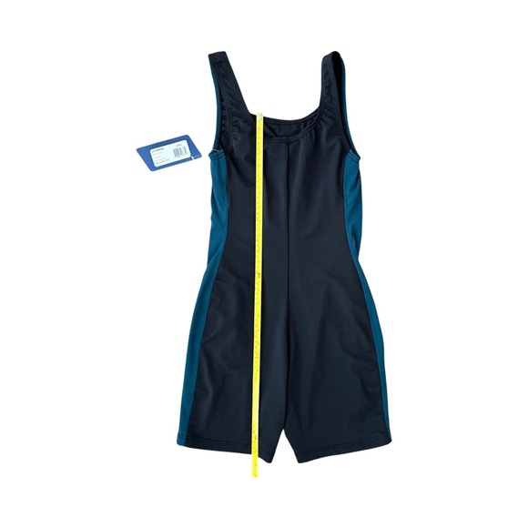 WATERPRO Women's Blue Teal Black Splice Swim Unitard Modest Full Coverage Size 8 - Picture 7 of 8